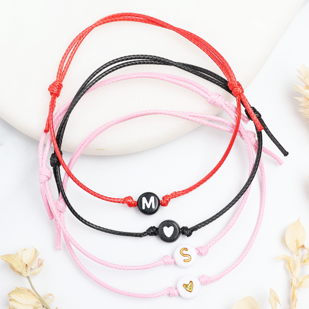 Sisters Initial Wish Bracelet Set