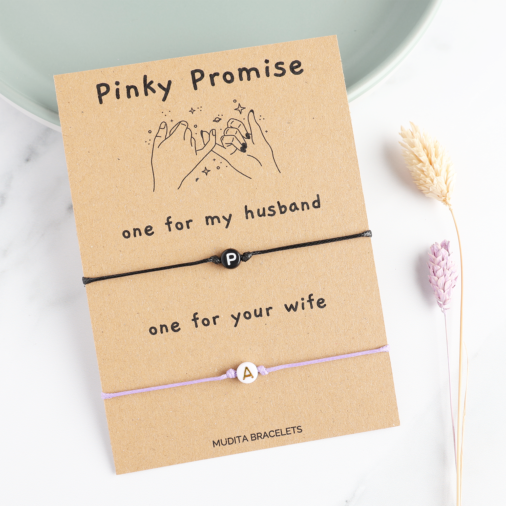 2Pcs/Set Pinky Promise Bracelets Friendship Couple Matching Bracelet  Luminous Heart Bead Elastic Rope Valentine's Day Gift