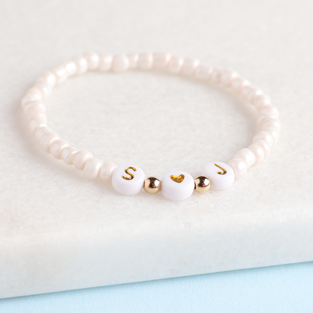 Personalised Beaded Initial Heart Bracelet