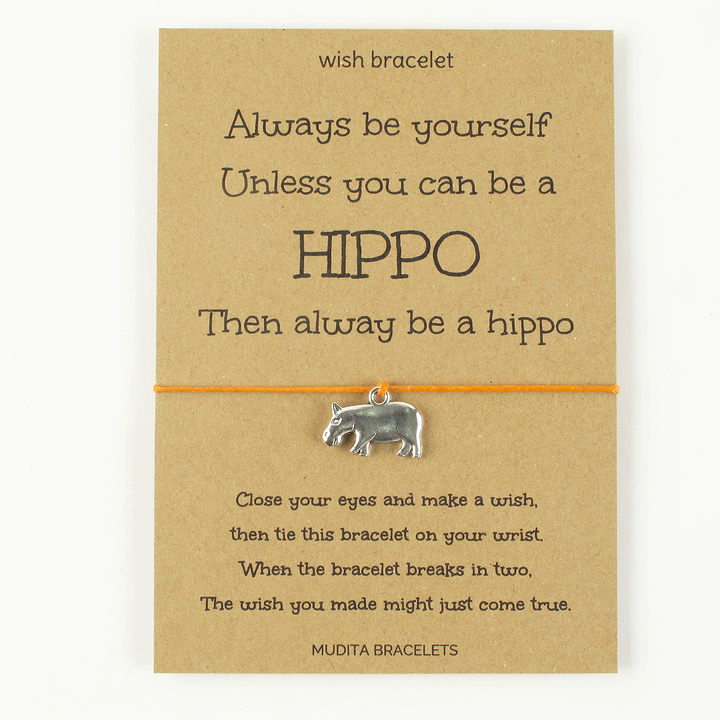 Be Yourself Hippo Charm Wish Bracelet