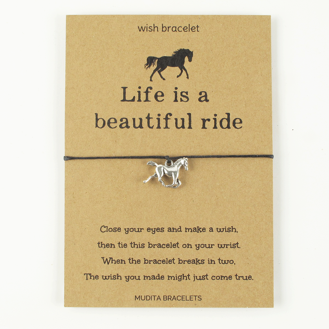 Life Is A Beautiful Ride Horse Charm Wish Bracelet