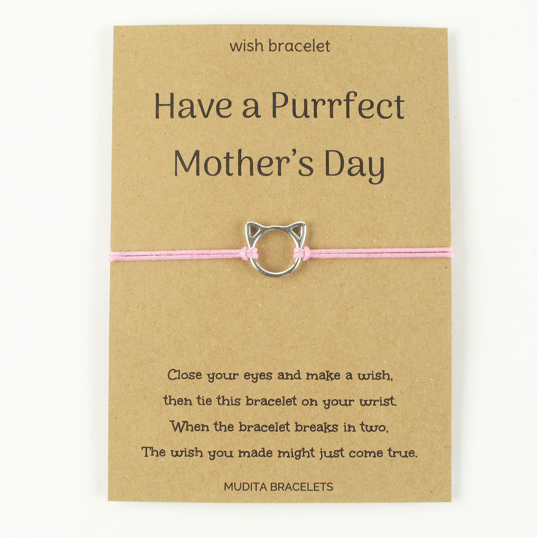 Purrfect Mother's Day Cat Charm Wish Bracelet