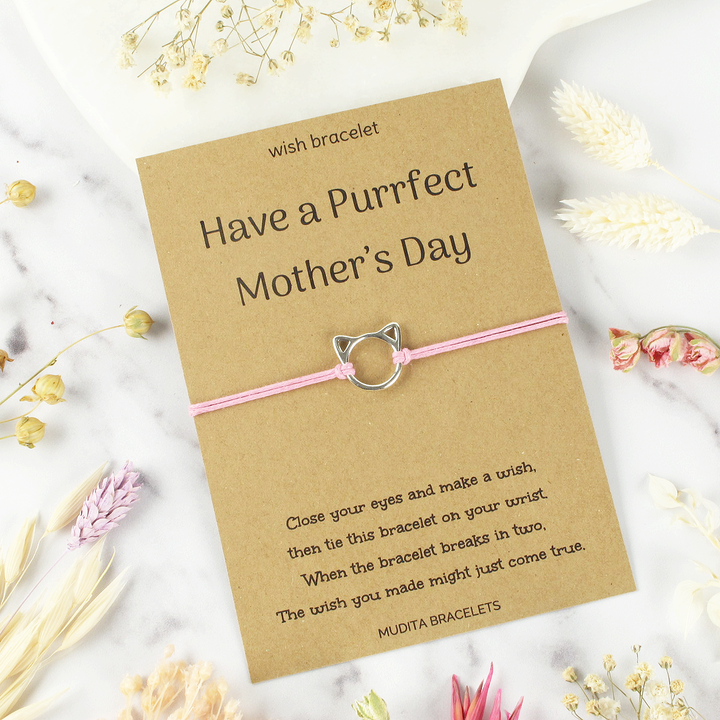 Purrfect Mother's Day Cat Charm Wish Bracelet