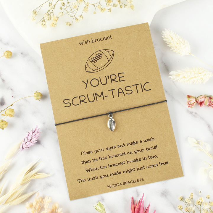 You're Scrum-Tastic Rugby Charm Wish Bracelet